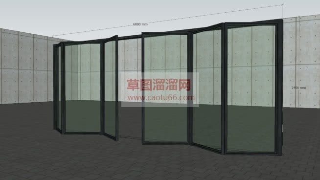 一排打开的玻SU模型