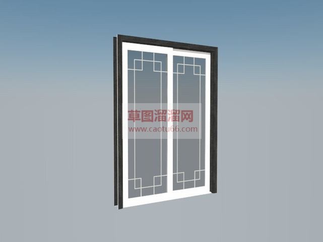 新中式推拉门SU模型