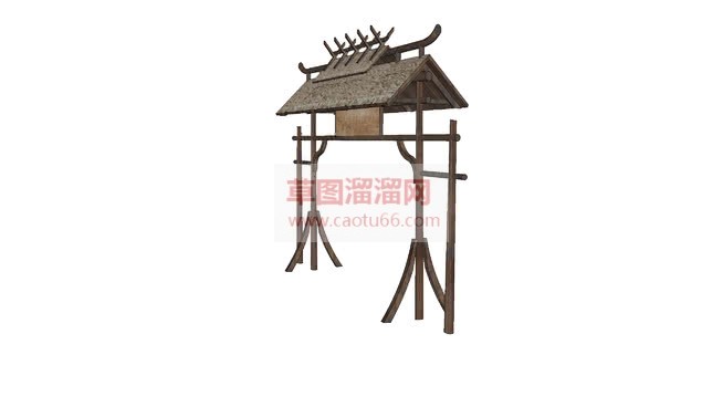 古装戏村口门SU模型