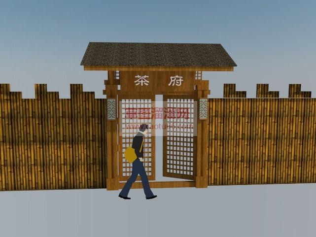 竹门农家大门SU模型