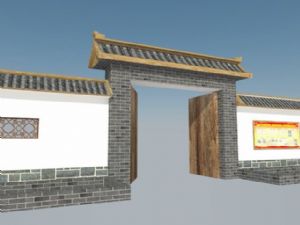 中式院门围墙SU模型