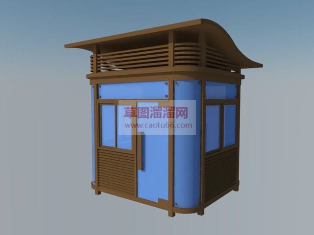 木制岗亭门卫SU模型