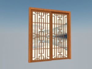 中式推拉门下SU模型
