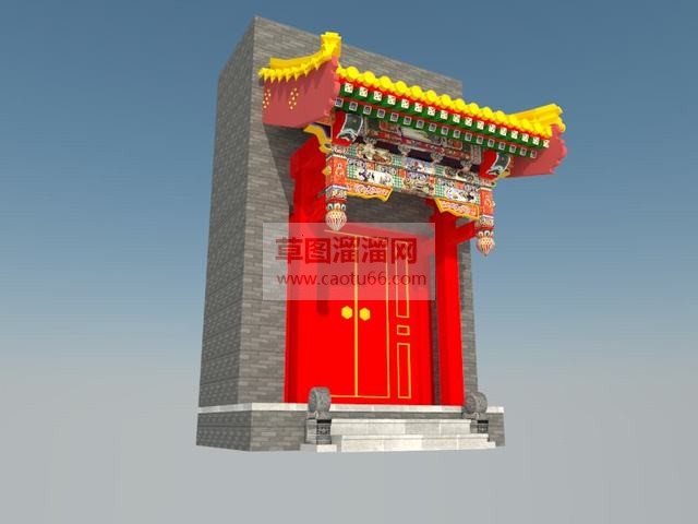 中式垂花门SU模型