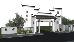 中式大门入口SU模型