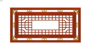 中式窗花长方SU模型