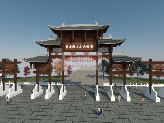 广场门坊门楼SU模型