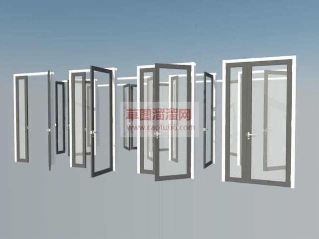 子母门玻璃门SU模型