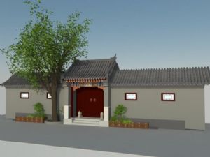 中式合院门头SU模型