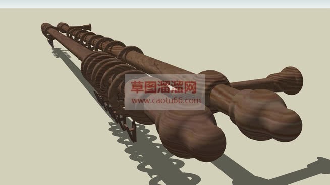 木质窗帘杆SU模型