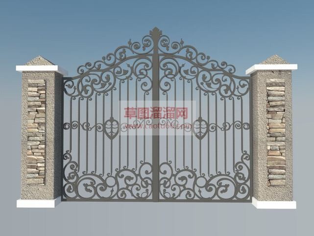欧式铁艺门免SU模型