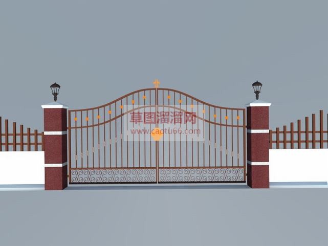 铁艺大门围墙SU模型