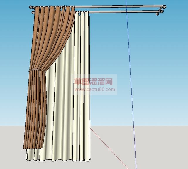 双杆窗帘SU模型