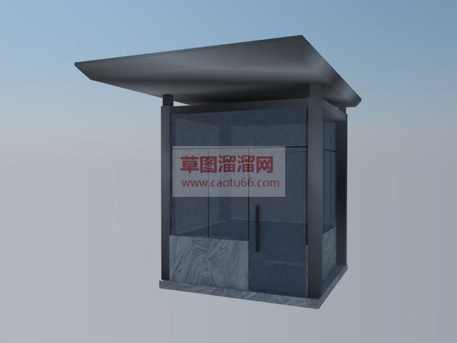 玻璃门卫岗亭SU模型