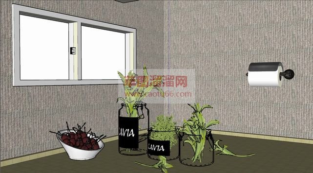 樱桃玻璃瓶窗SU模型