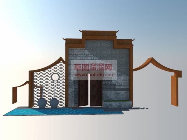 中式景观小品SU模型