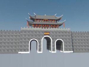 中古建城门城SU模型