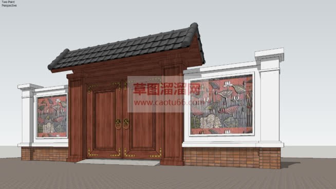 中式合院大门SU模型