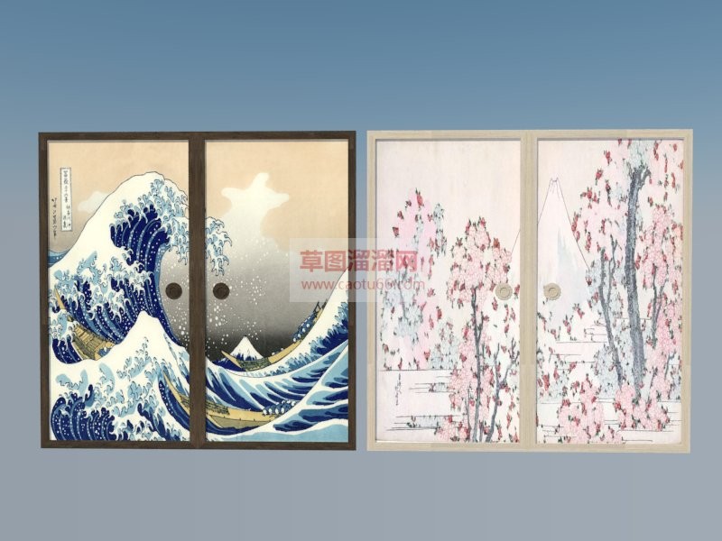 画和室门日式SU模型