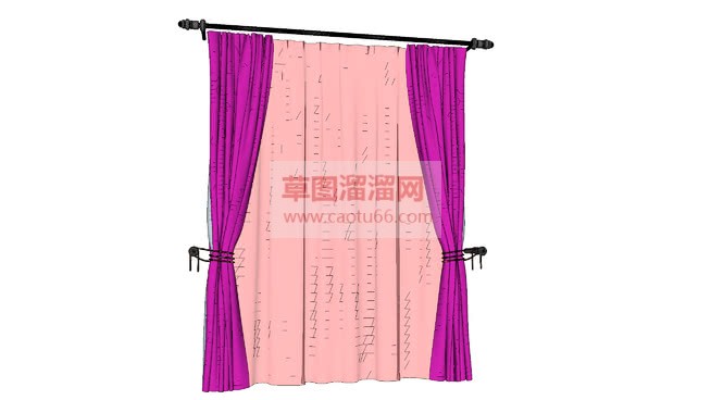 窗帘杆窗帘布SU模型