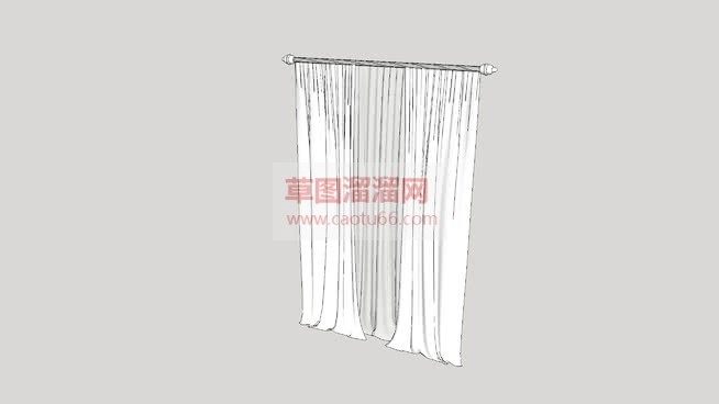 白色窗帘窗帘SU模型