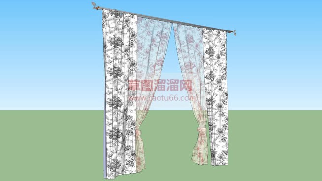 双层窗帘窗帘SU模型