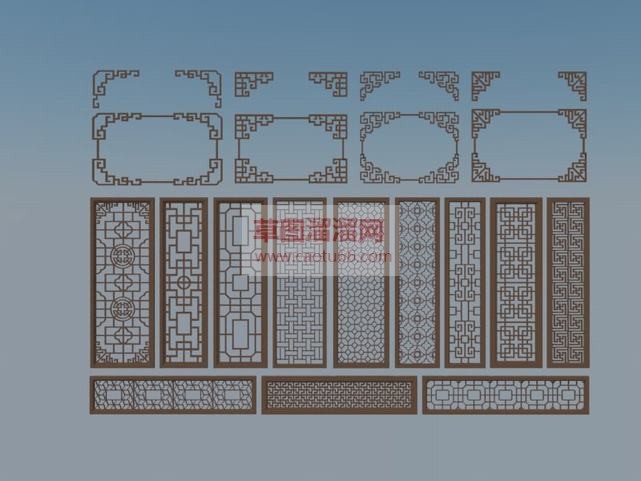 新中式室内屏SU模型
