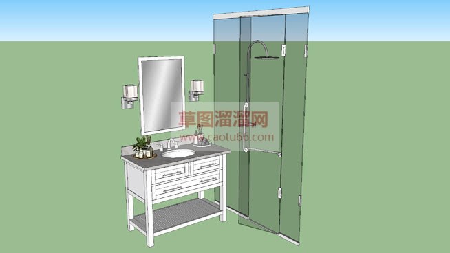 浴室玻璃隔断SU模型