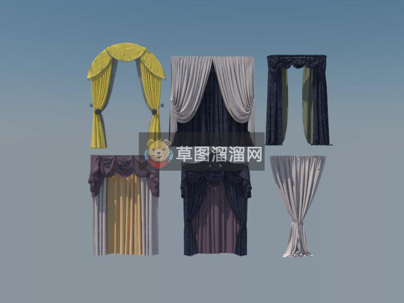 窗帘欧式SU模型