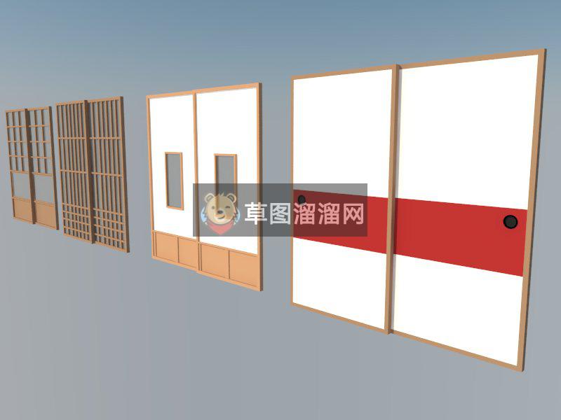 日式推移门推拉门SU模型
