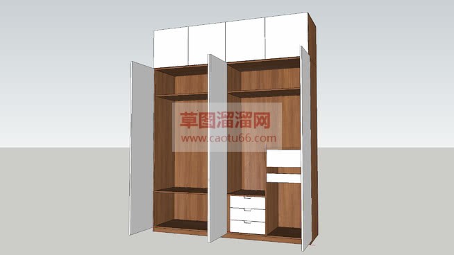 打开门衣柜家SU模型