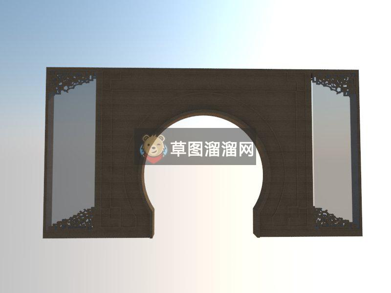 中式月亮门博古架SU模型
