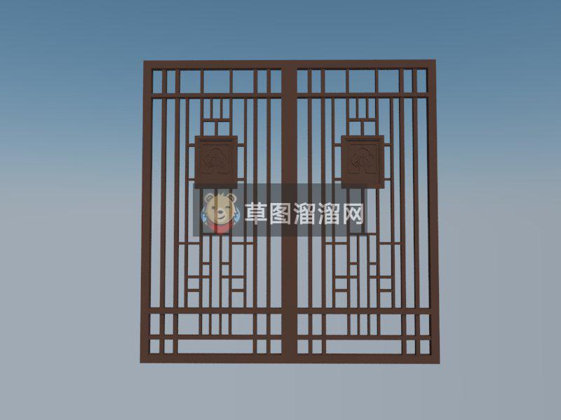 中式铁艺门SU模型