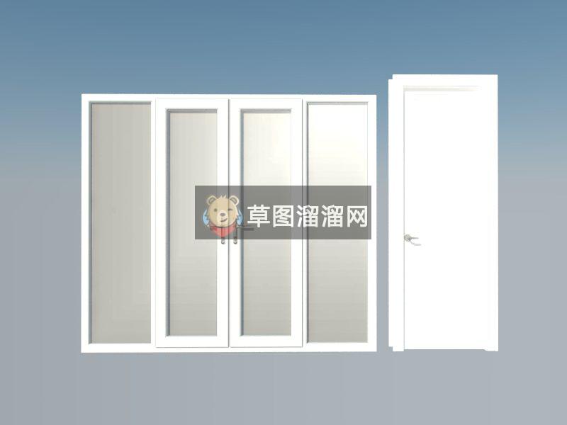 室内门双开门玻璃门SU模型