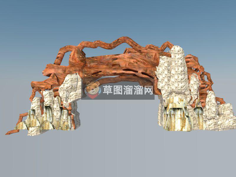 石质景观大门SU模型