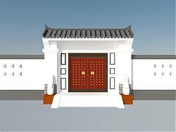 中式院门大门SU模型