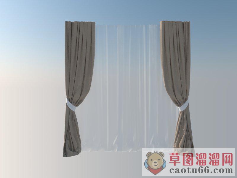 两层窗帘SU模型