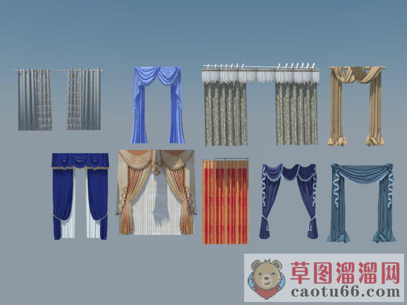 现代窗帘SU模型