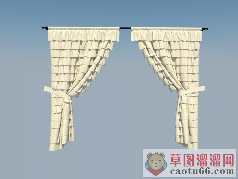 现代窗帘窗帘杆SU模型