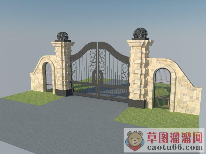 铁艺大门入口SU模型