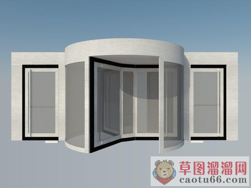 玻璃旋转门入口SU模型