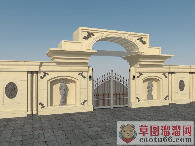 欧式大门人物雕塑SU模型