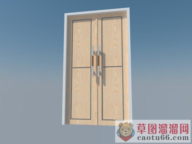 现代室内双开门SU模型