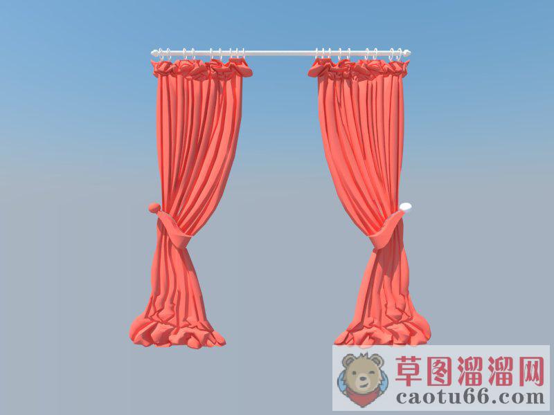 窗帘窗帘杆SU模型