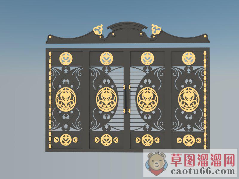 铁艺门大门铁门SU模型