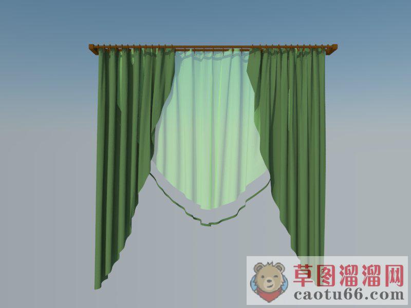 欧式窗帘窗帘杆SU模型