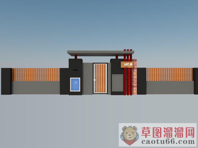 现代住宅围墙SU模型