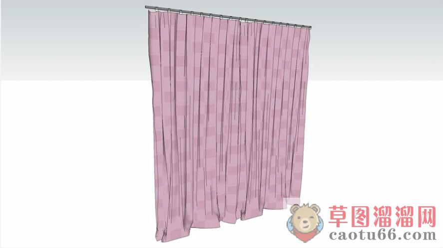 粉色窗帘SU模型