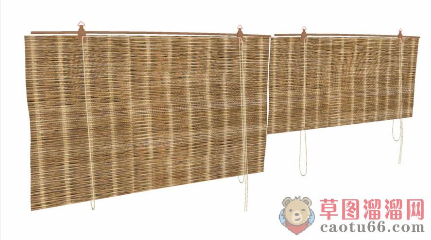 手拉竹帘窗帘SU模型