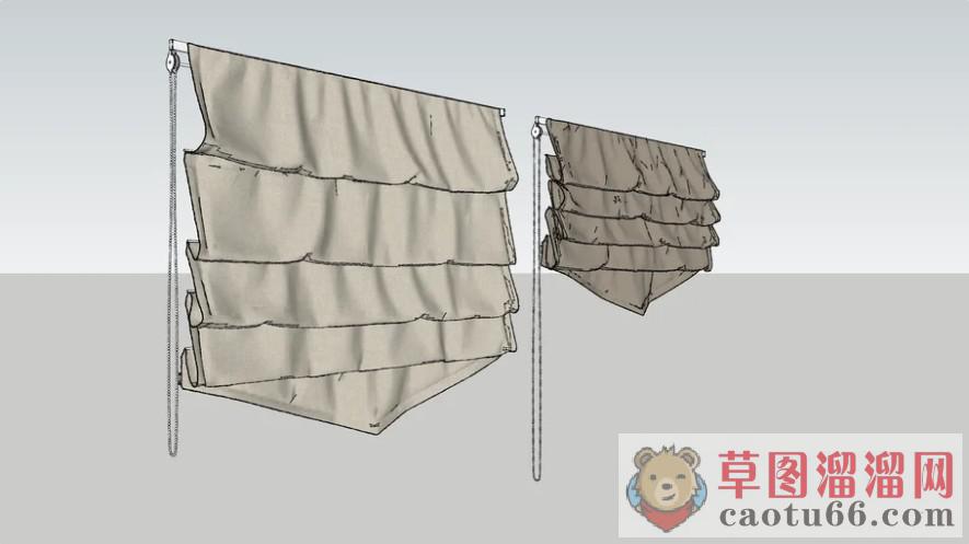 罗马帘窗帘SU模型